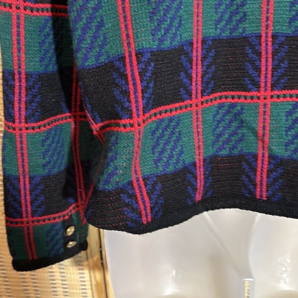 Tally Ho Vintage 1990s Y2K Plaid Tartan Button Down Cardigan Sweater Wool Medium - Picture 13 of 15
